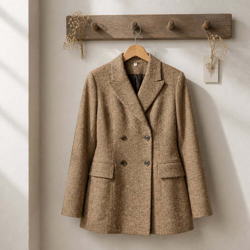 Los Angeles Atelier Double-Breasted Herringbone Blazer with Lanificio F.lli Bal